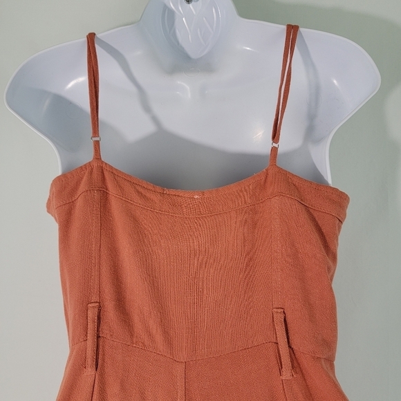 By Together + Collection Women's Dusty Pink Linen Blend Tank Romper Sz S Pocket - Picture 7 of 11